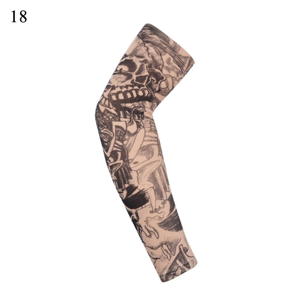 1PC Street Tattoo Arm Sleeves Sun UV Protection Arm Cover Seamless Outdoor Basketball Riding Sunscreen Arm Sleeves For Men Women