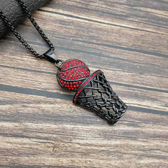 Basketball Hoop stainless steel black gold silver color Pendant Necklace Men Long Chain Necklace Gifts Sports Hip Hop Jewelry