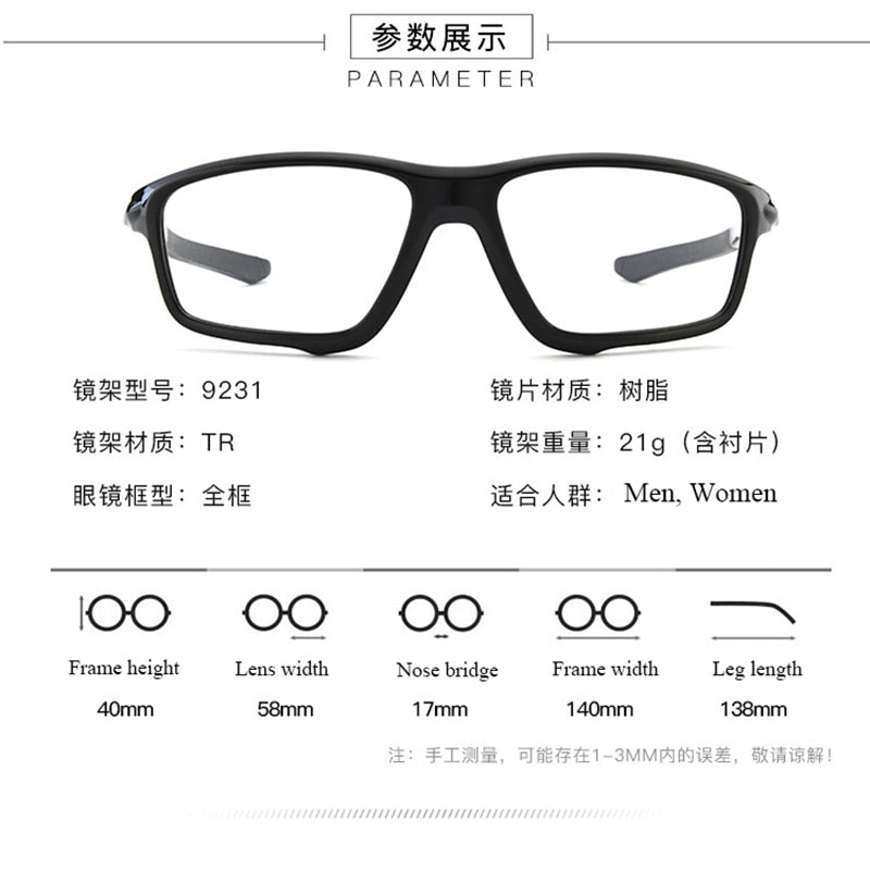 BCLEAR TR90 Sports Male Eyeglasses Frame Prescription Eyewear Basketball Spectacle Frame Glasses Optical Eye Glasses Frames Men