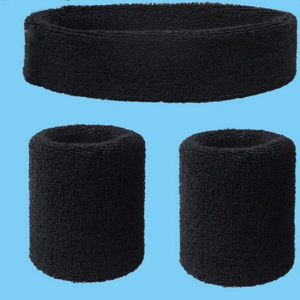 2Pcs Sport Wristbands + 1Pcs Headband Towel Sweatband Set For Yoga Basketball Tennis Fitness Run Head Band Wrist Brace Protector