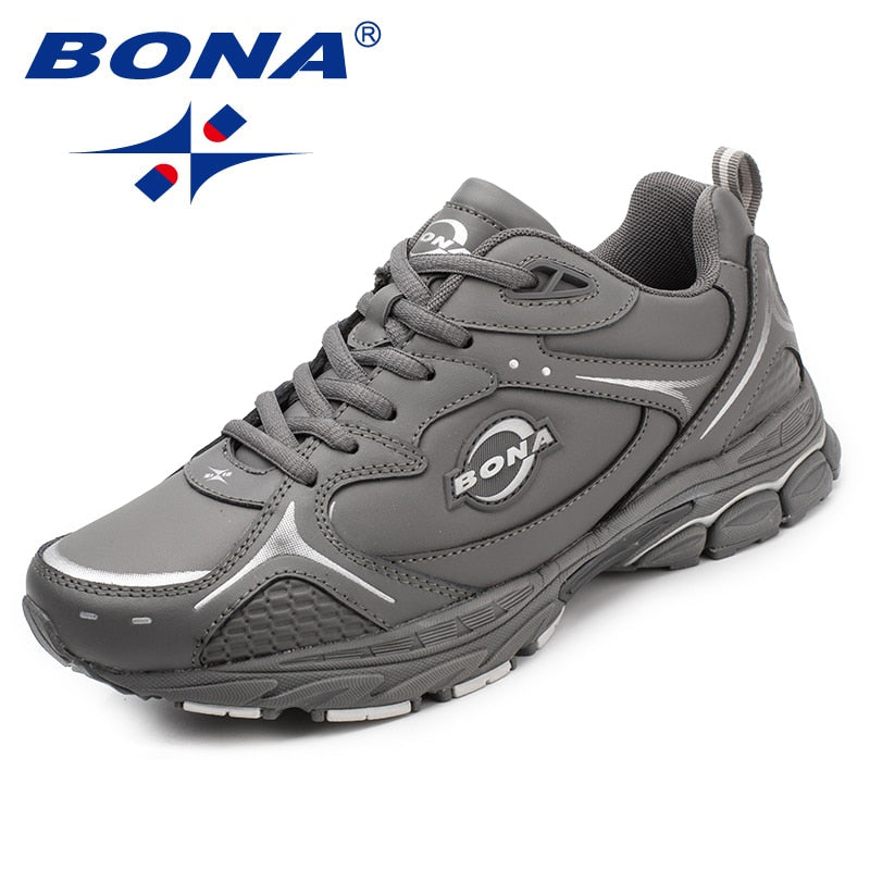 BONA New Classics Style Men Running Shoes Lace Up Men Sport Shoes Leather Men Outdoor Jogging Sneakers Comfortable free shipping