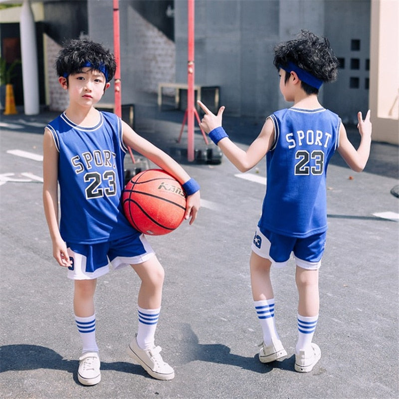 Student Football Uniform Tracksuit Set Baby Sport Jerseys Kids Boys Team Basketball Jersey Suits Soccer Clothes Set Uniform Set