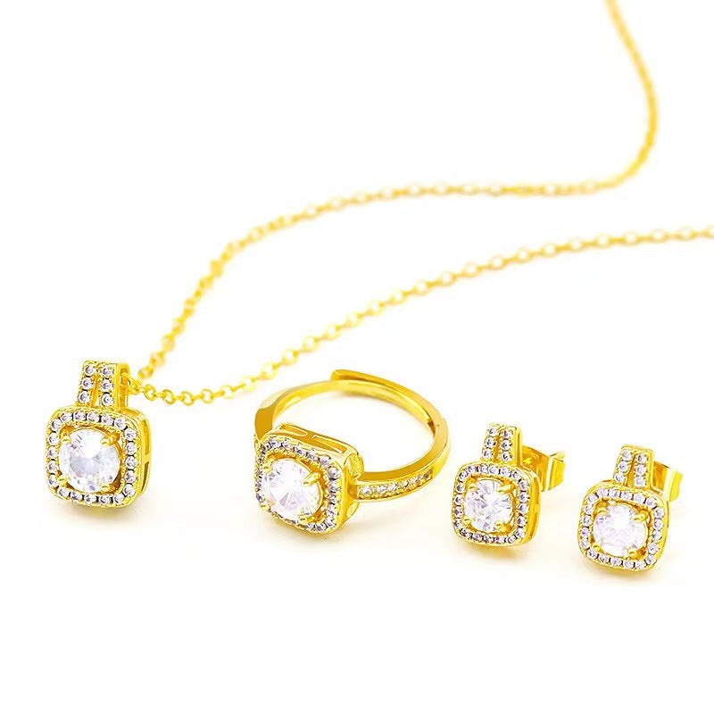 Fashion Jewelry Three-piece Fashion Micro Inlaid Zircon Suit Earrings For Women