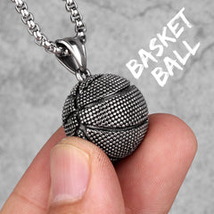 Basketball Mens Long Necklaces Pendants Chain Hip Hop Punk for Boy Male Stainless Steel Jewelry Creativity Gift Wholesale