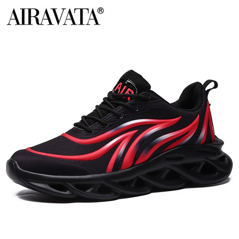 Men's Flame Printed Sneakers Flying Weave Sports Shoes Comfortable Running Shoes Outdoor Men Athletic Shoes