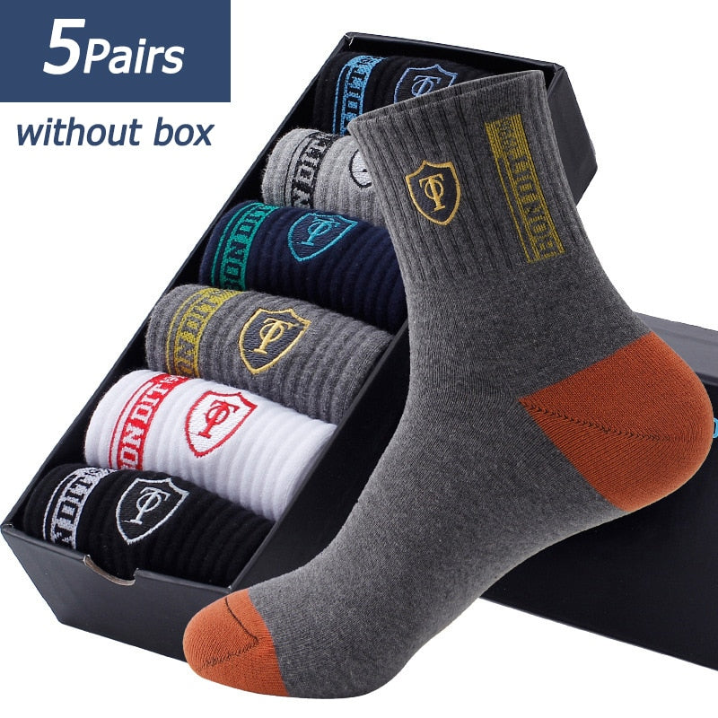 5 Pairs Apring And Fall Mens Sports Socks Summer Leisure Sweat Absorbent Comfortable Thin Breathable Basketball Meias EU 38-43