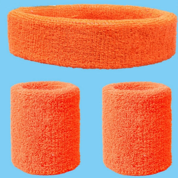 2 uds pulseras deportivas + 1 Uds diadema toalla conjunto de banda para el sudor para Yoga baloncesto tenis Fitness correr banda para la cabeza muñequera protectora