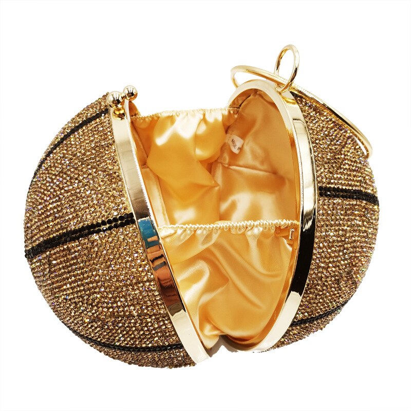 Luxuriöse Basketball-Diamant-Party-Abendtasche, Geldbörsen und Handtasche für Damen, Kugelform, Umhängetasche, Clutch, Designer-Umhängetasche